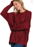Livin lazy cozy sweater in Burgundy