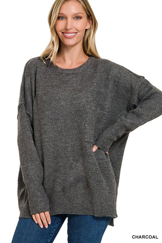 Livin lazy cozy sweater in Charcoal