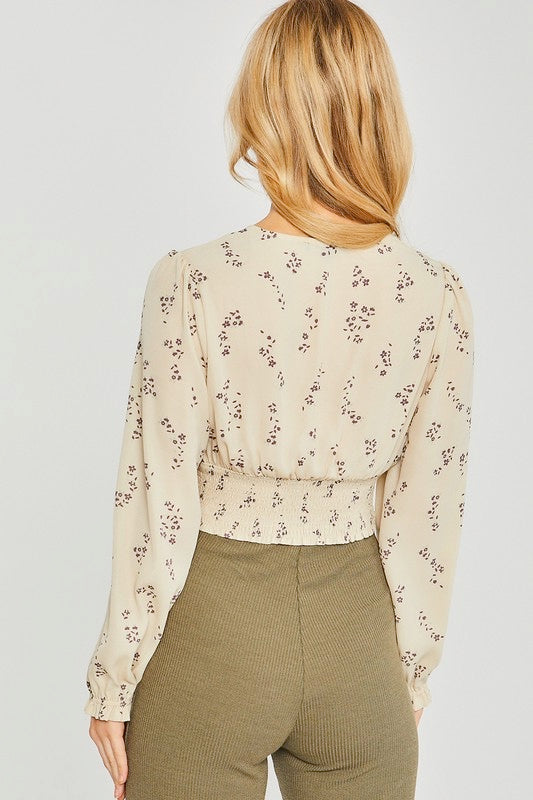Floral me cropped blouse in cream