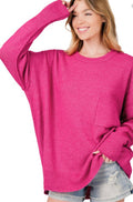 Livin lazy cozy sweater in Magenta