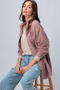 Mauve Corduroy Oversized Button Down