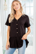 Black soft peplum tee