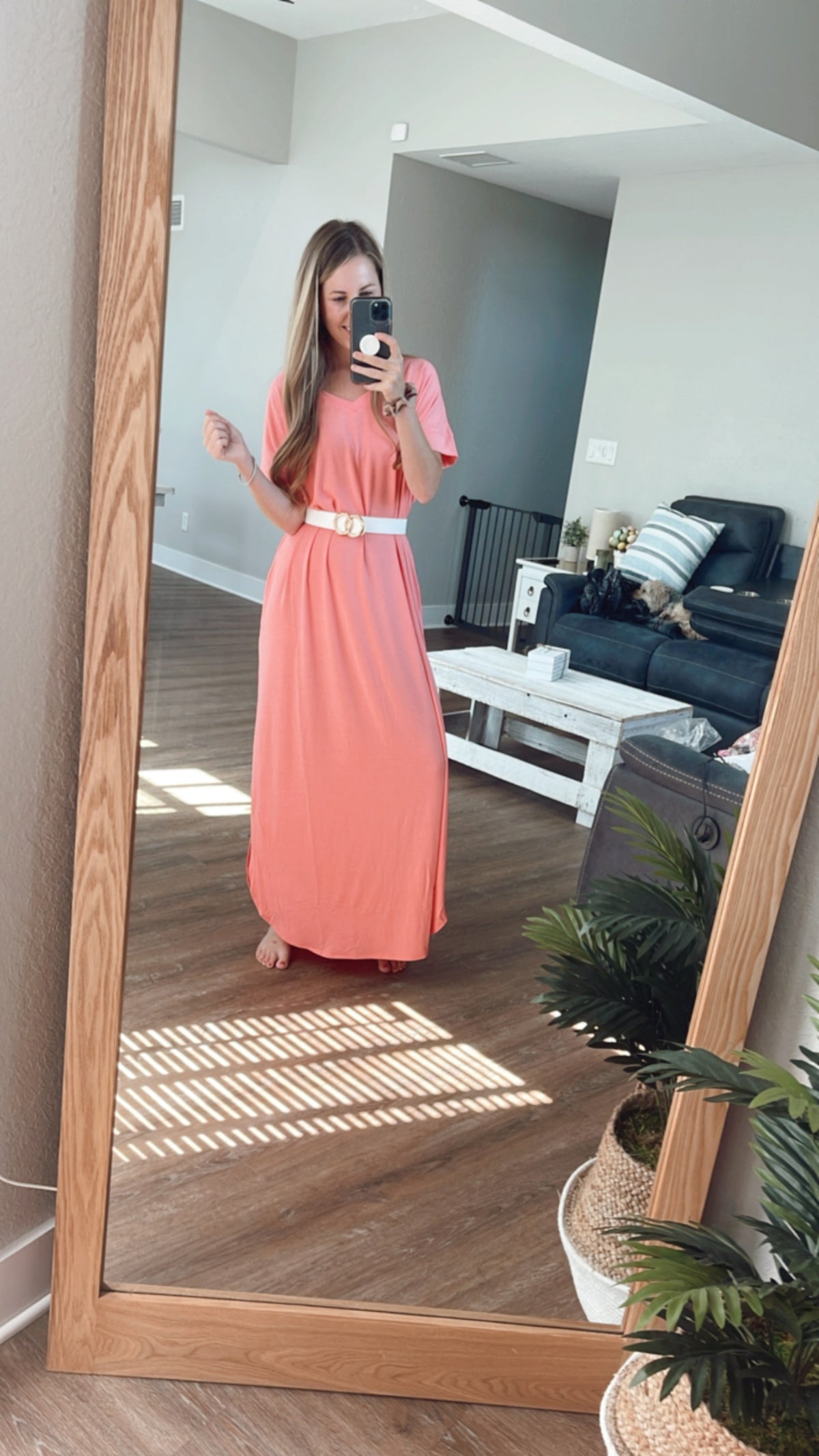 Forever Mine Sleeved Maxi in Coral Pink