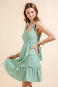 Sage tie back dress