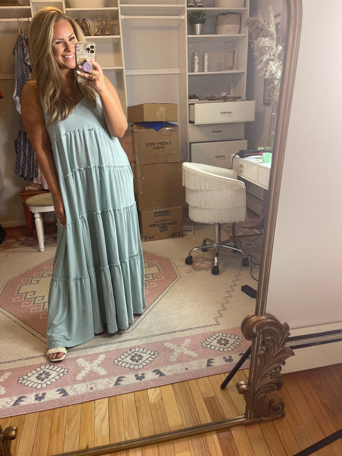 Never Wait Tiered Maxi In Light Green