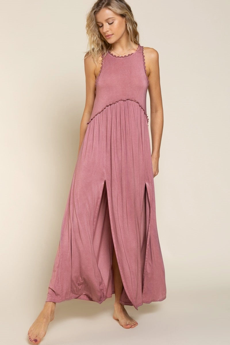Never guessed maxi in mauve burgundy