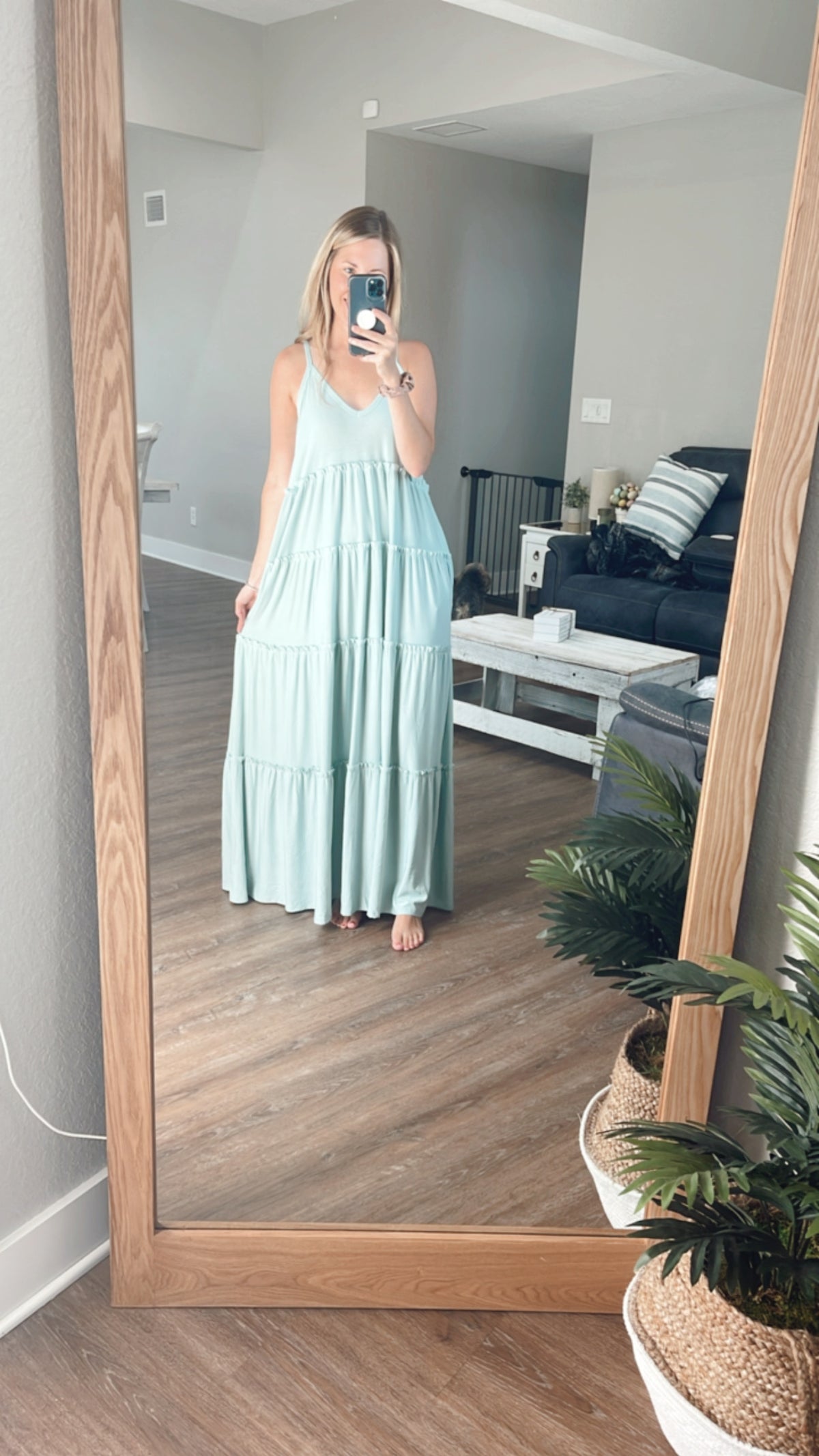 Never Wait Tiered Maxi In Light Green