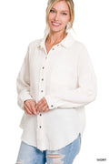 On trend button down in ivory