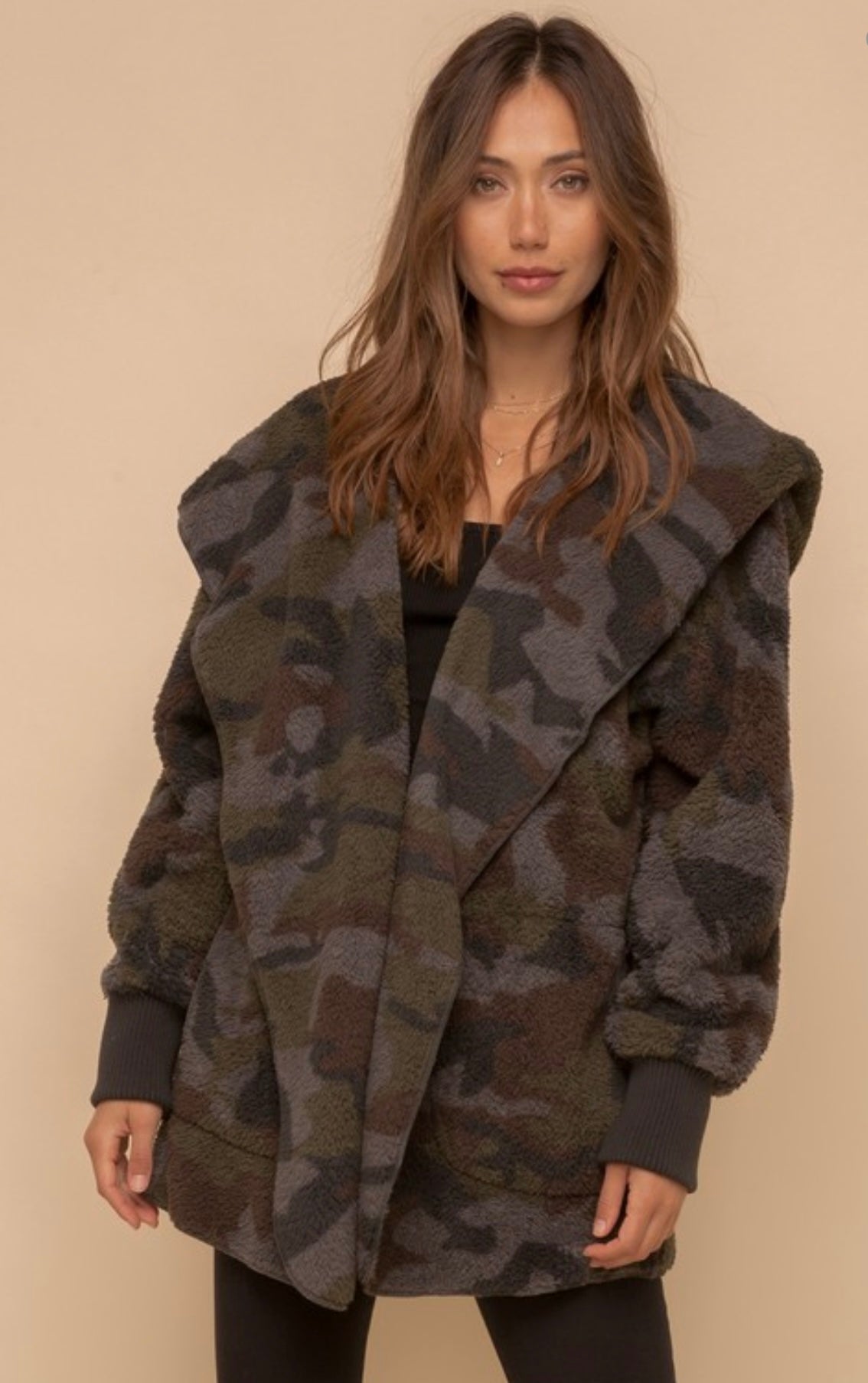 Willow Faux Fur Coat in Camo