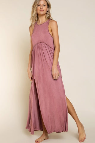 Never guessed maxi in mauve burgundy