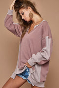 Mauve girl color block top