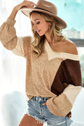 Mocha color block sweater