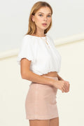 Keeping cool puff sleeve top