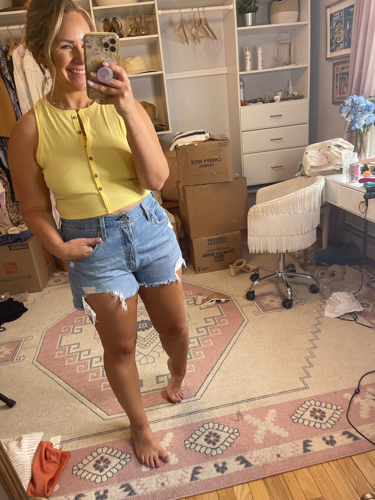 Baby yellow button up tank
