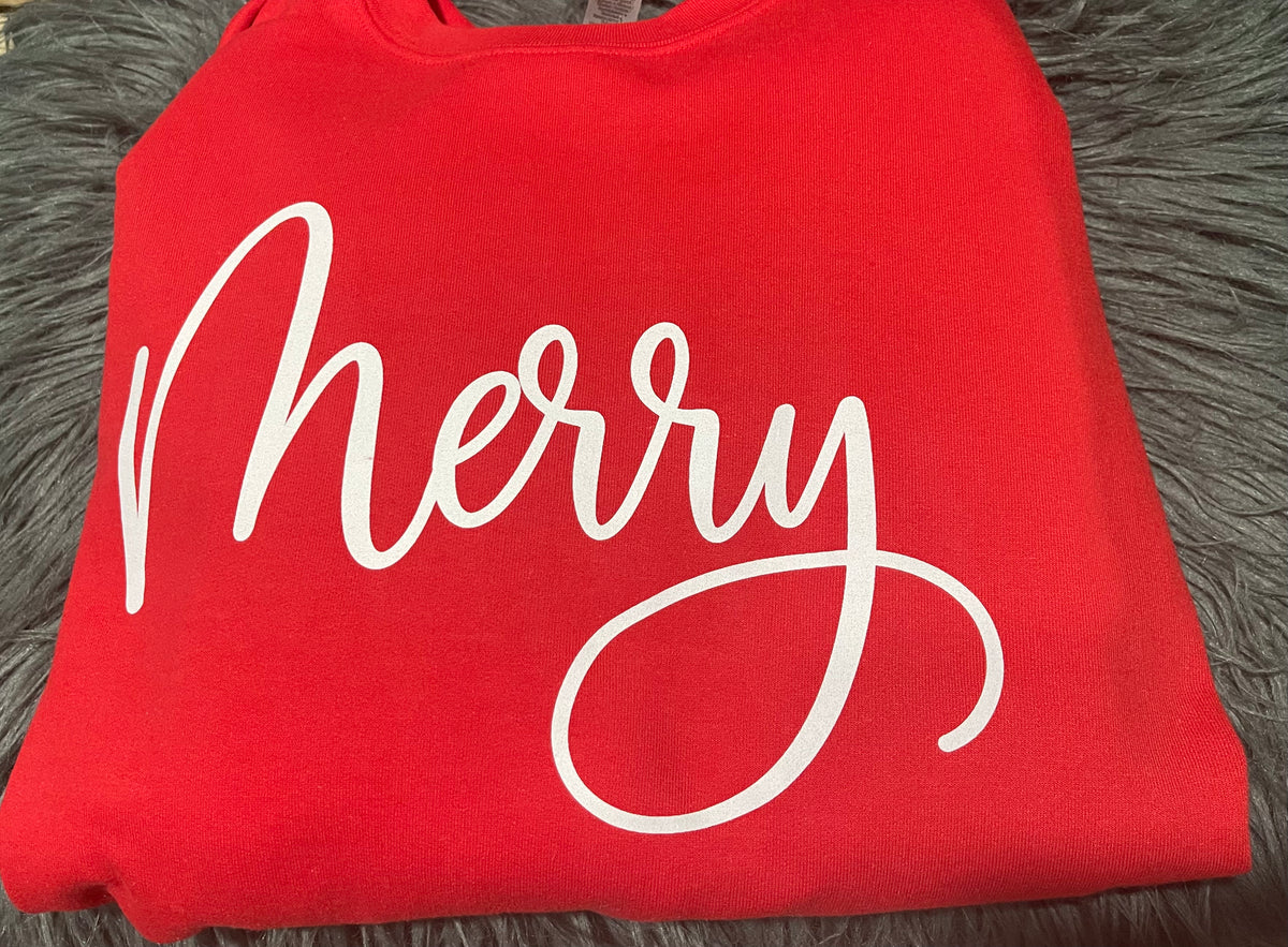 Merry in Red with white print