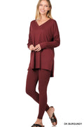 Comfort days Long sleeve set in Burgundy