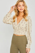 Floral me cropped blouse in cream