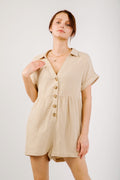 Summer days casual romper in tan