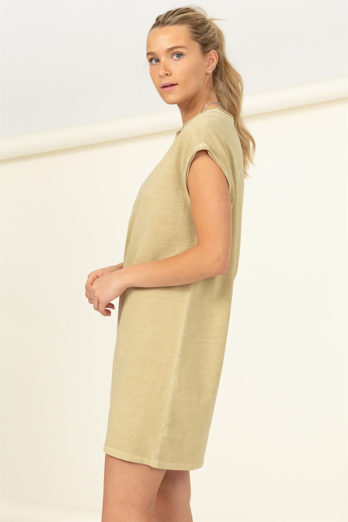 Grab and Go Cotton dress in Moss