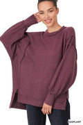 Waffle knit eggplant top