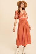 Embroidered MIDI Dresss