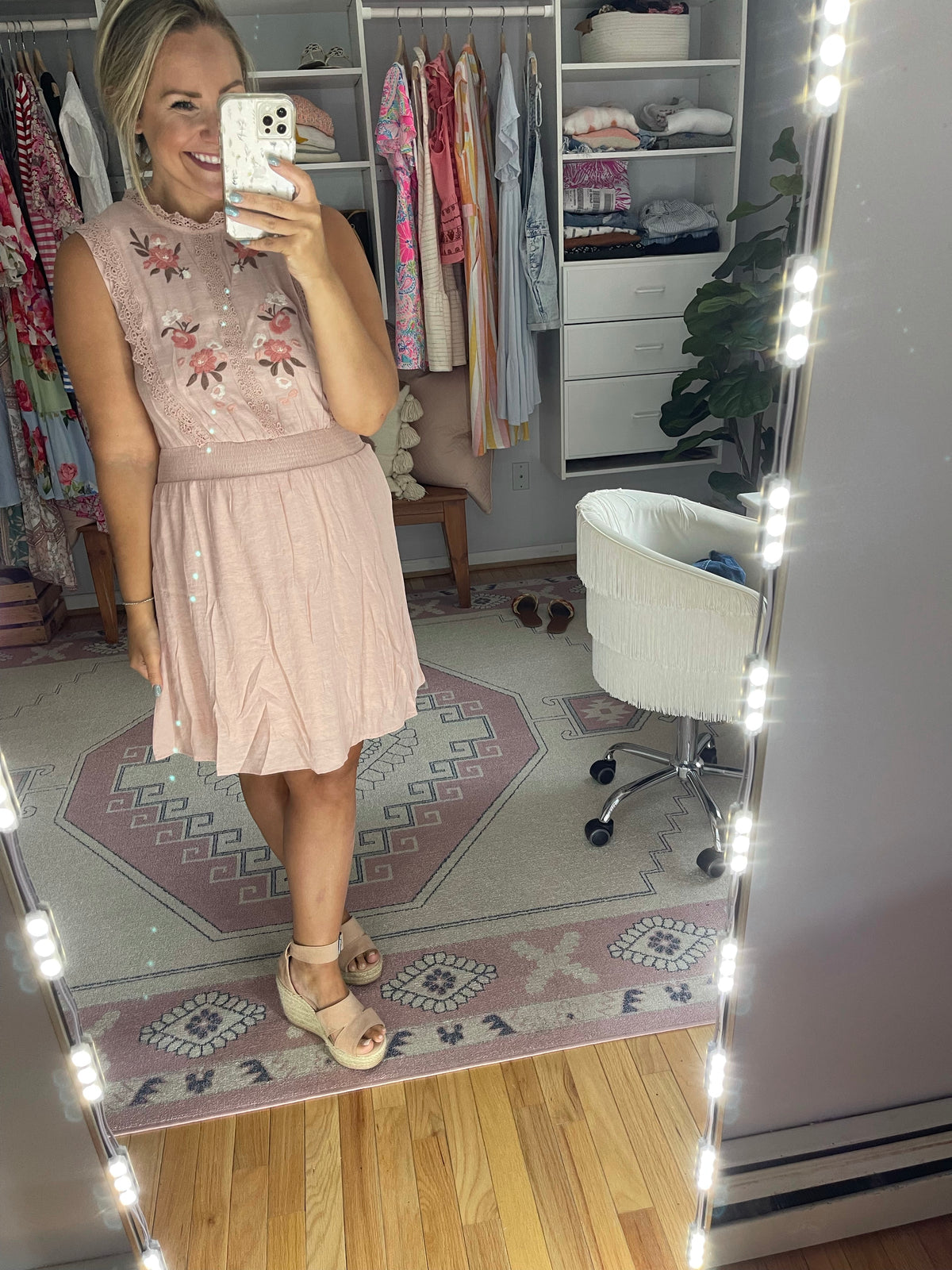 Wanting More Embroidered Dress In Mauve