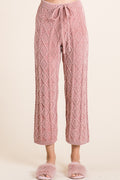 Coming Home Cozy Cable Knit Cropped Pants In Rose