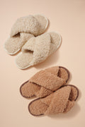 Oat Beige Teddy Sherpa Fur Slippers