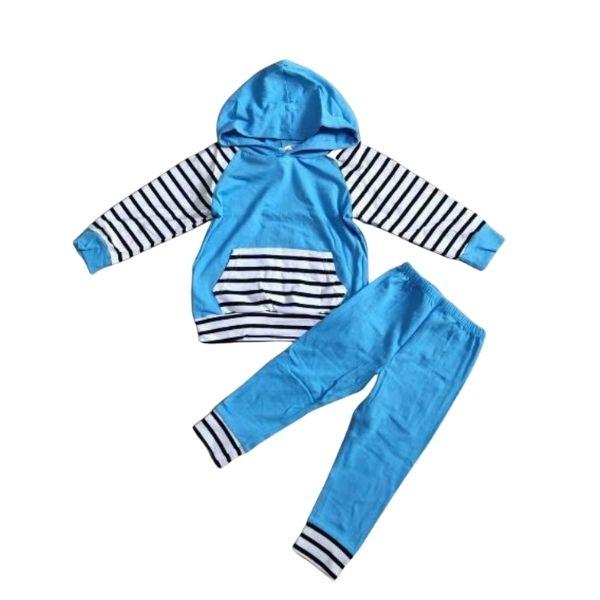 Blue Striped Hoodie Loungewear Set